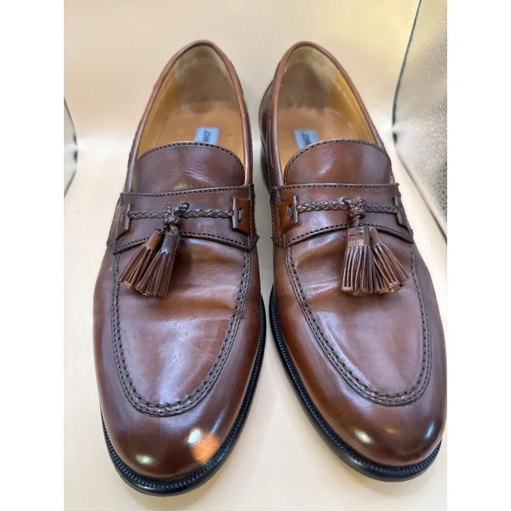 Men's Johnston & Murphy Size‎ 8W Brown Tassel Dress Loafer with Braid De…